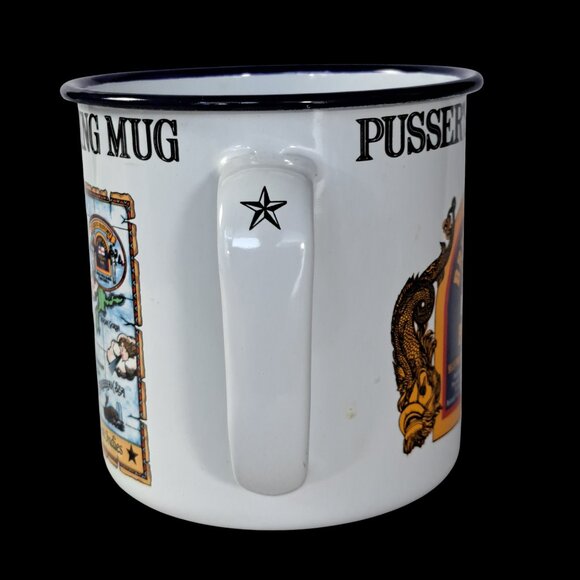 Vtg Pusser's British Navy Rum Enameled With Map Tin Large Mug - Picture 4 of 8